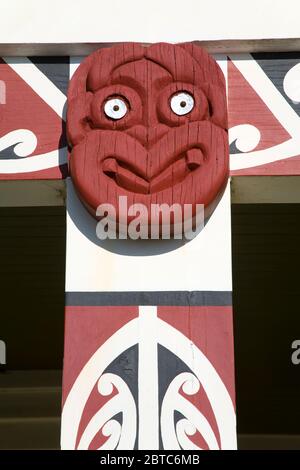 Detail of the Te Poho o Rawiri Marae Meeting House,Gisborne,Eastland District,North Island,New Zealand Stock Photo