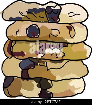 Oatmeal Blueberry Cookies, illustration, vector on white background Stock Vector