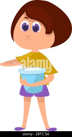 Woman making ice cream , illustration, vector on white background Stock Vector