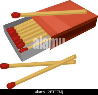 Pack of matches , illustration, vector on white background Stock Vector