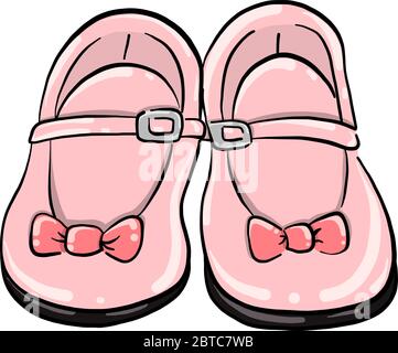 Baby pink shoes , illustration, vector on white background Stock Vector