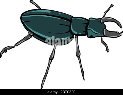 Rhinoceros beetle , illustration, vector on white background Stock Vector