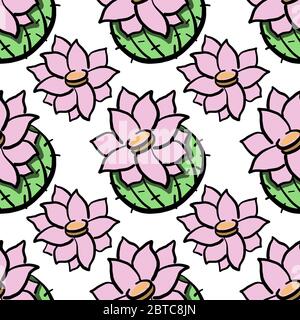 Cactus with flowers pattern , illustration, vector on white background Stock Vector