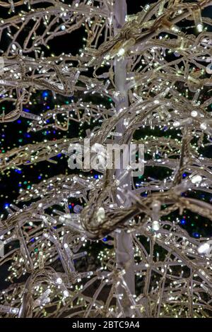 White Christmas tree made out of mini white Christmas LED lights Stock Photo