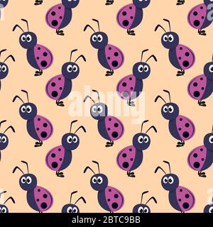 Ladybugs pattern , illustration, vector on white background Stock Vector