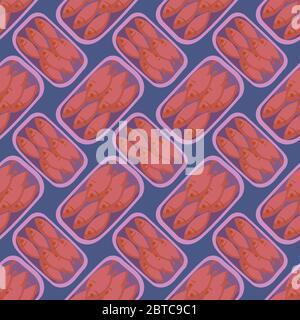 Canned fish pattern , illustration, vector on white background Stock Vector