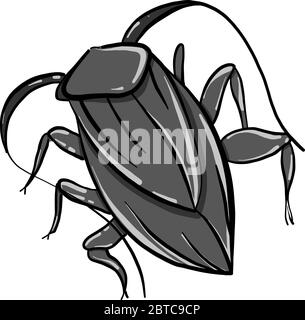Black cockroach , illustration, vector on white background Stock Vector