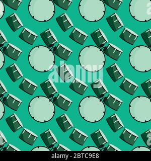 Drums pattern , illustration, vector on white background Stock Vector