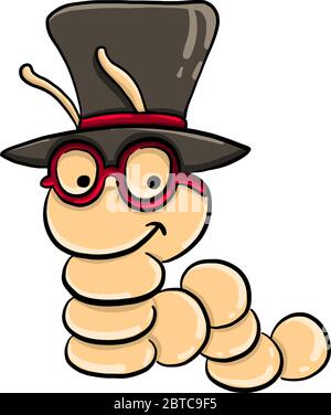 Catepillar with glasses , illustration, vector on white background Stock Vector