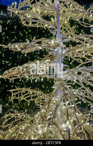 White Christmas tree made out of mini white Christmas LED lights Stock Photo