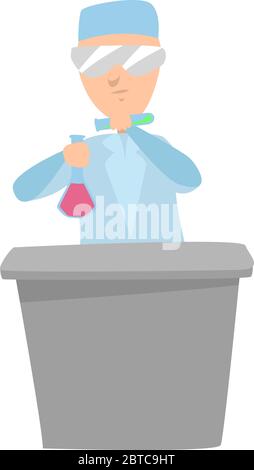 Man doing experiment , illustration, vector on white background Stock Vector
