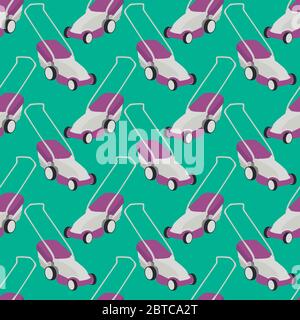 Cutting grass machine pattern , illustration, vector on white background Stock Vector