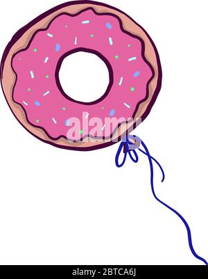 Donut balloon , illustration, vector on white background Stock Vector
