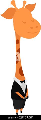 Giraffe in suit , illustration, vector on white background Stock Vector