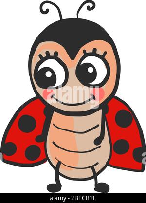 Ladybug with big eyes , illustration, vector on white background Stock Vector