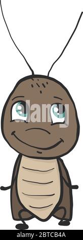 Happy cockroach , illustration, vector on white background Stock Vector