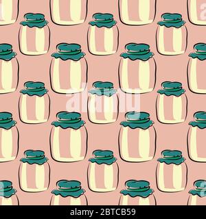 Jars pattern , illustration, vector on white background Stock Vector