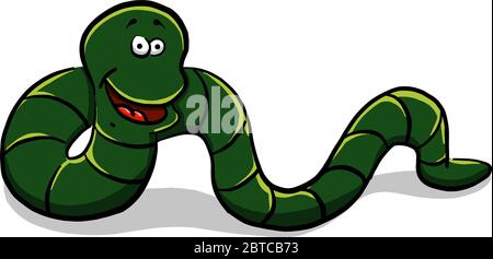 Green worm , illustration, vector on white background Stock Vector