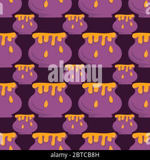 Honey jar pattern , illustration, vector on white background Stock Vector