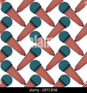 Microphones pattern , illustration, vector on white background Stock Vector