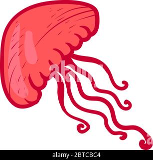 Red jellyfish , illustration, vector on white background Stock Vector