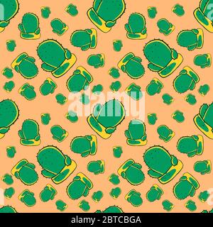 Cactus pattern , illustration, vector on white background Stock Vector