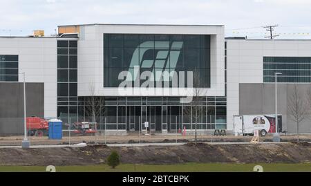 Mount Pleasant, Wisconsin, USA. 11th May, 2020. Construction and landscaping continue Monday May 11, 2020 on the expansive Foxconn complex being built in the Village of Mount Pleasant, Wisconsin. The company stands to get some $4 billion in tax breaks if a hiring goal of 13,000 is met. Credit: Mark Hertzberg/ZUMA Wire/Alamy Live News Stock Photo