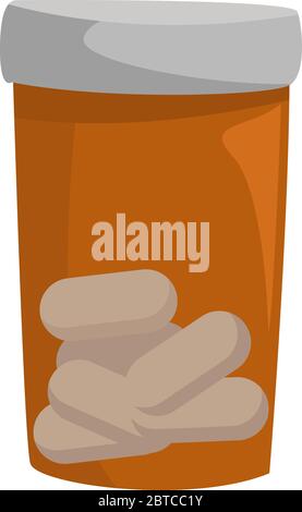 Medicine in plastic bottle , illustration, vector on white background Stock Vector