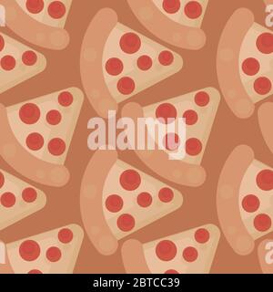 Pizza slices pattern , illustration, vector on white background Stock Vector