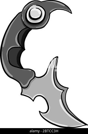 Karambit knife , illustration, vector on white background Stock Vector