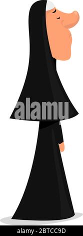 Nun , illustration, vector on white background Stock Vector