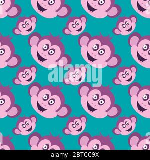 Monkeys pattern , illustration, vector on white background Stock Vector