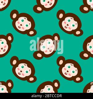 Monkeys pattern , illustration, vector on white background Stock Vector