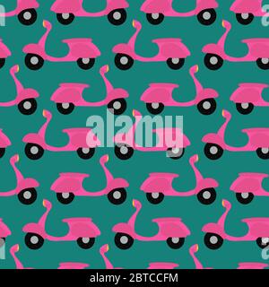 Scooter pattern , illustration, vector on white background Stock Vector