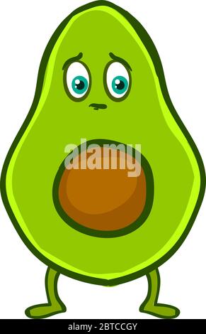 Sad avocado , illustration, vector on white background Stock Vector