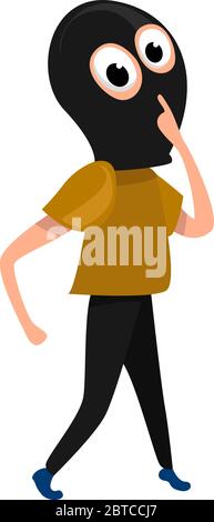 Thief with mask , illustration, vector on white background Stock Vector