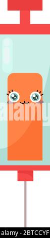 Orange syringe , illustration, vector on white background Stock Vector