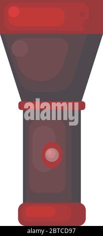 Red flashlight , illustration, vector on white background Stock Vector