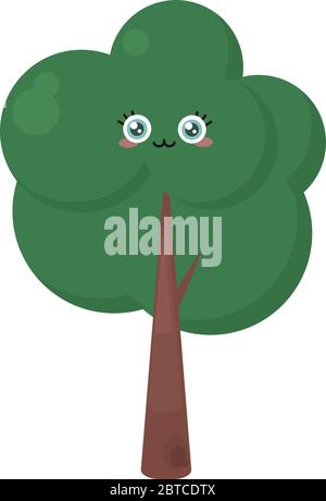 Cute tree , illustration, vector on white background Stock Vector