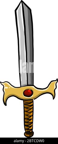 Big sword , illustration, vector on white background Stock Vector