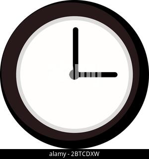 Brown clock, illustration, vector on white background Stock Vector
