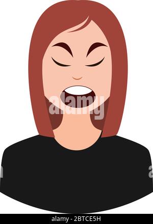 Sad and Confused Emoticon girl, woman Icon Vector Illustration. Style