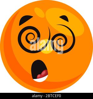 Dizzy smiley, illustration, vector on white background Stock Vector