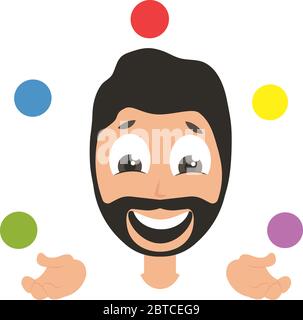 Man juggling, illustration, vector on white background Stock Vector