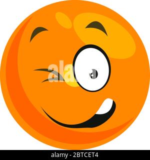 Winking smiley, illustration, vector on white background Stock Vector