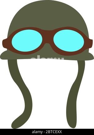Airplane helmet, illustration, vector on white background Stock Vector