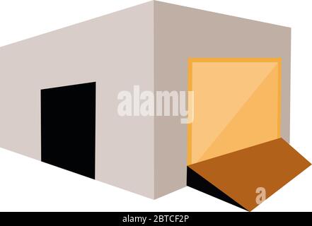 Godown, illustration, vector on white background Stock Vector