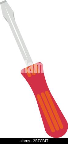 Red screwdriver, illustration, vector on white background Stock Vector