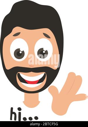 Man saying hi, illustration, vector on white background Stock Vector