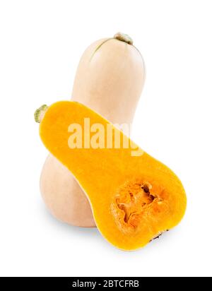 Fresh butternut squash isolated on a white background, Save clipping path. Stock Photo